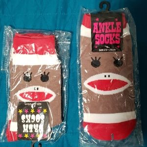 Women's Ladies Ankle and Crew Socks Sock Monkey
